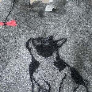 Halogen Gray Cashmere Sweater with French Bulldog